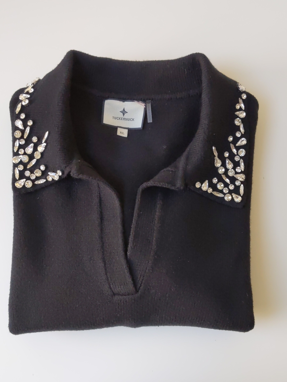 Tuckernuck Embellished Anica Polo Sweater Black Women's XL - Picture 6 of 6
